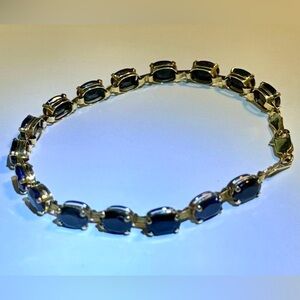 8 TCW Genuine Natural Sapphire Tennis Bracelet 14K yellow Gold